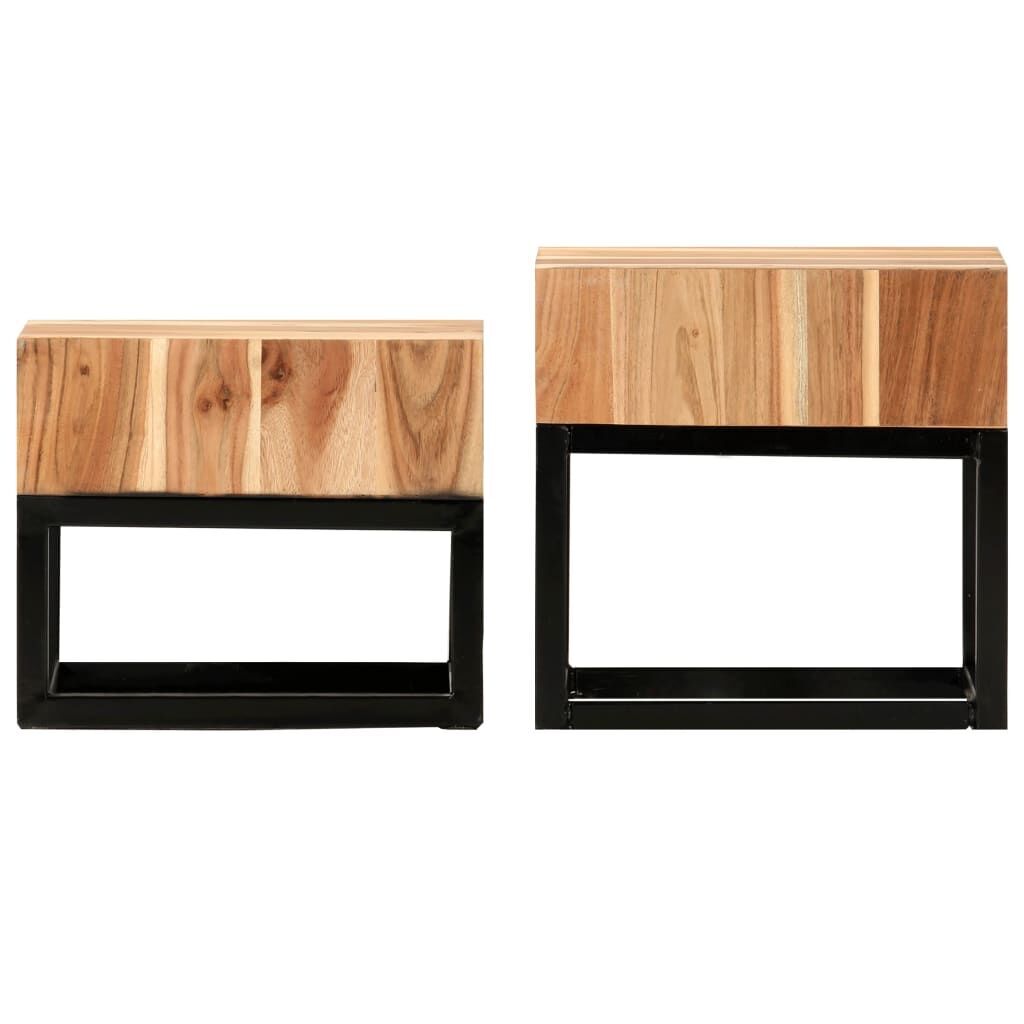 Side Tables 2 pcs Solid Acacia Wood Side Tables 2 pcs Solid Acacia Wood