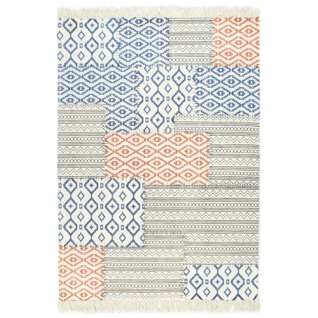 Handwoven Kilim Rug Cotton 120x180 cm Printed Multicolour Handwoven Kilim Rug Cotton 120x180 cm Printed Multicolour