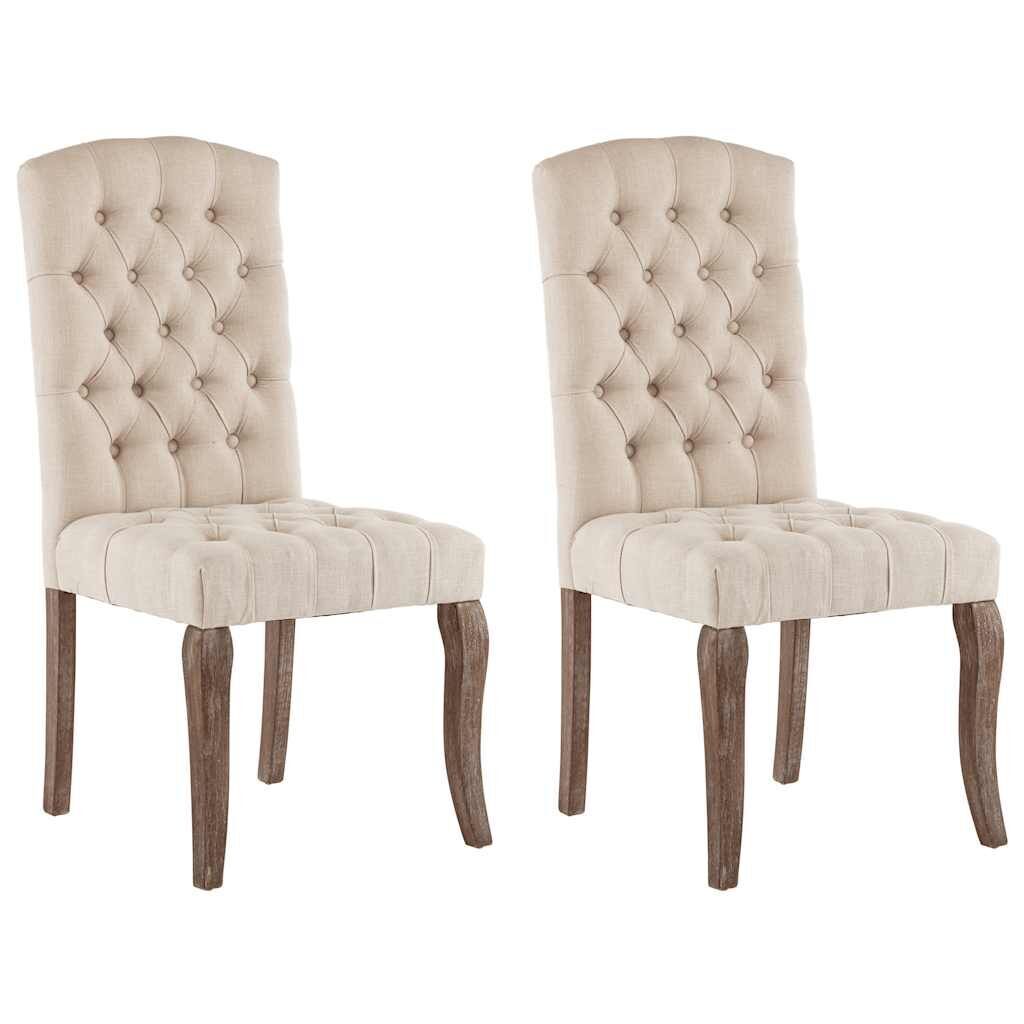 Dining Chairs 2 pcs Beige Linen-Look Fabric Dining Chairs 2 pcs Beige Linen-Look Fabric