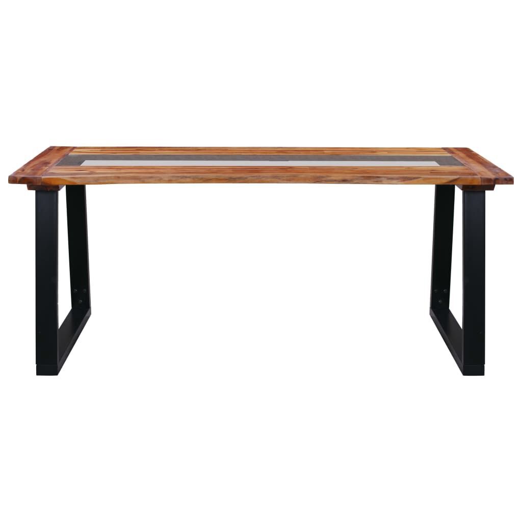 Dining Table 180x90x75 cm Solid Acacia Wood and Glass Dining Table 180x90x75 cm Solid Acacia Wood and Glass