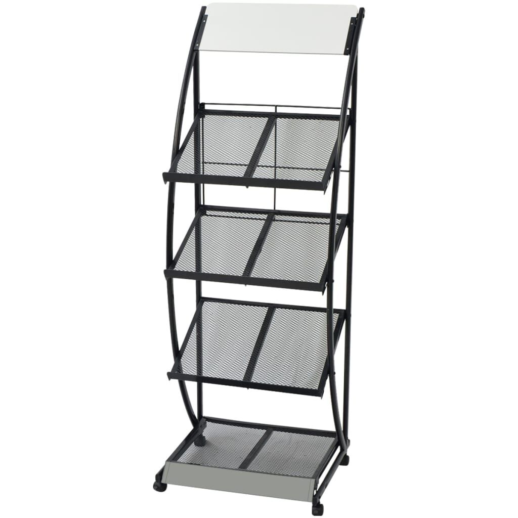 Magazine Rack 47x40x134 cm Black and White A4 Magazine Rack 47x40x134 cm Black and White A4
