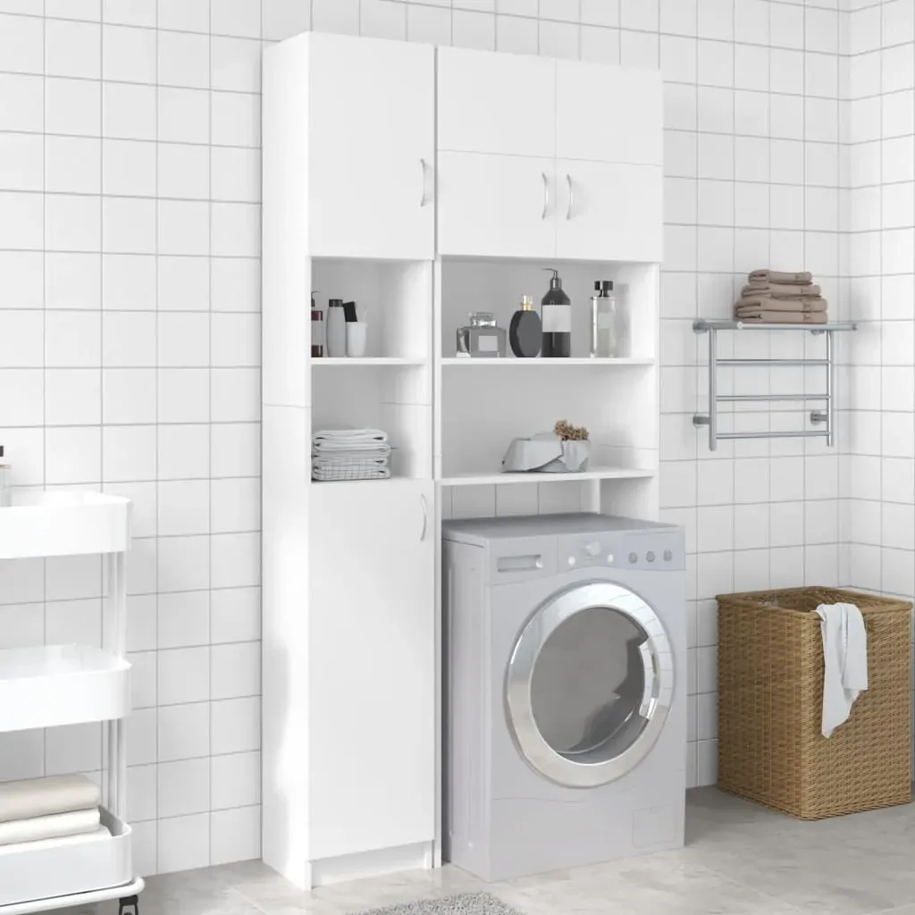 Washing Machine Cabinet Set White Engineered Wood Washing Machine Cabinet Set White Engineered Wood
