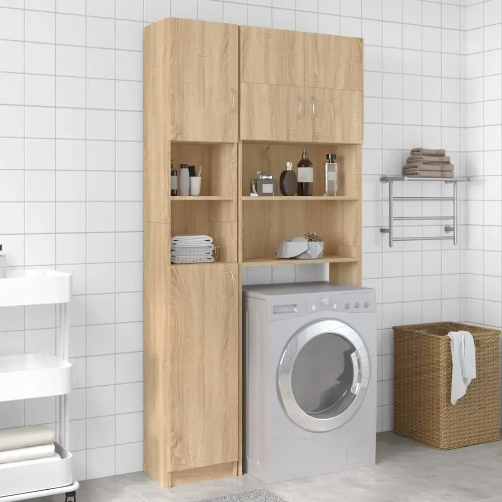 Washing Machine Cabinet Set Sonoma Oak Engineered Wood Washing Machine Cabinet Set Sonoma Oak Engineered Wood