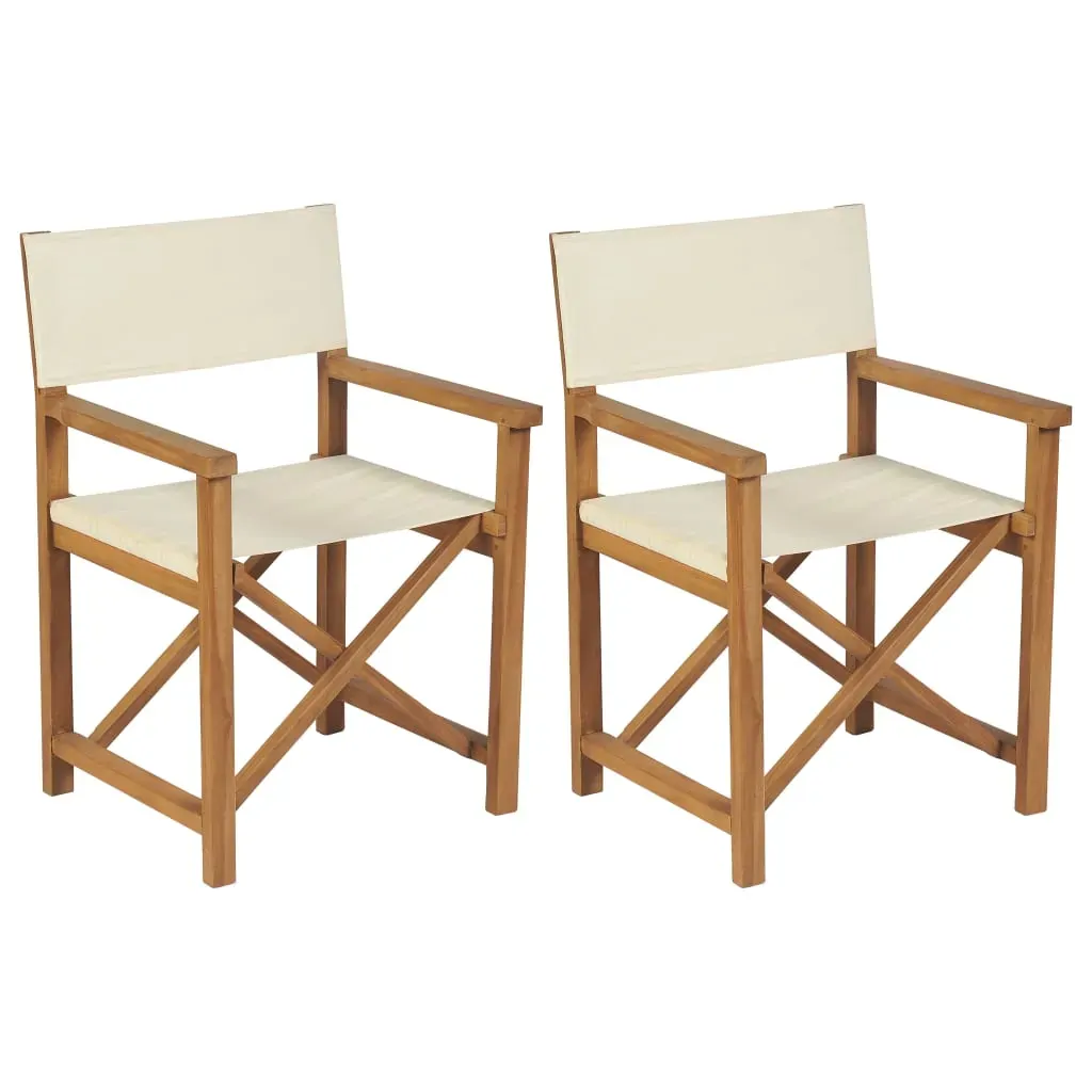 Folding Director's Chairs 2 pcs Solid Teak Wood Folding Director's Chairs 2 pcs Solid Teak Wood