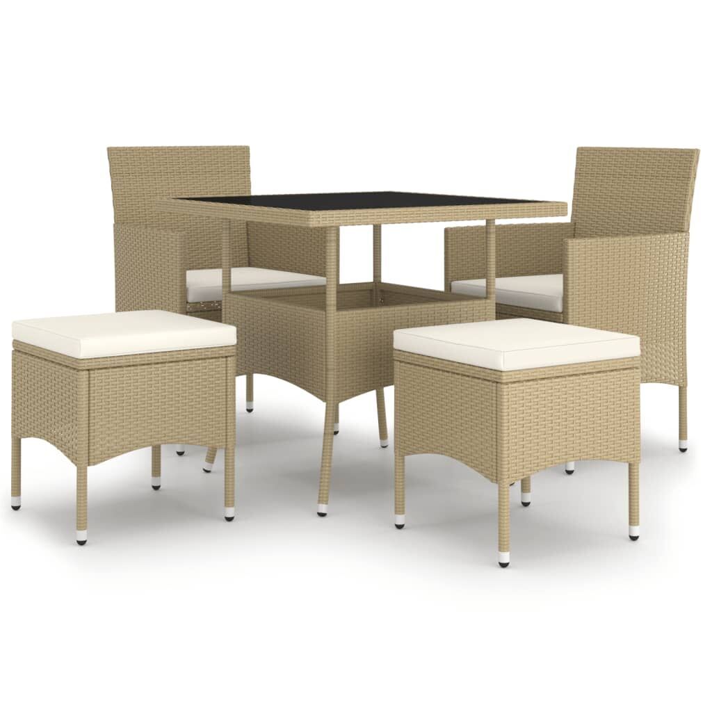 5 Piece Garden Dining Set Poly Rattan Beige (310551+310612) 5 Piece Garden Dining Set Poly Rattan Beige (310551+310612)