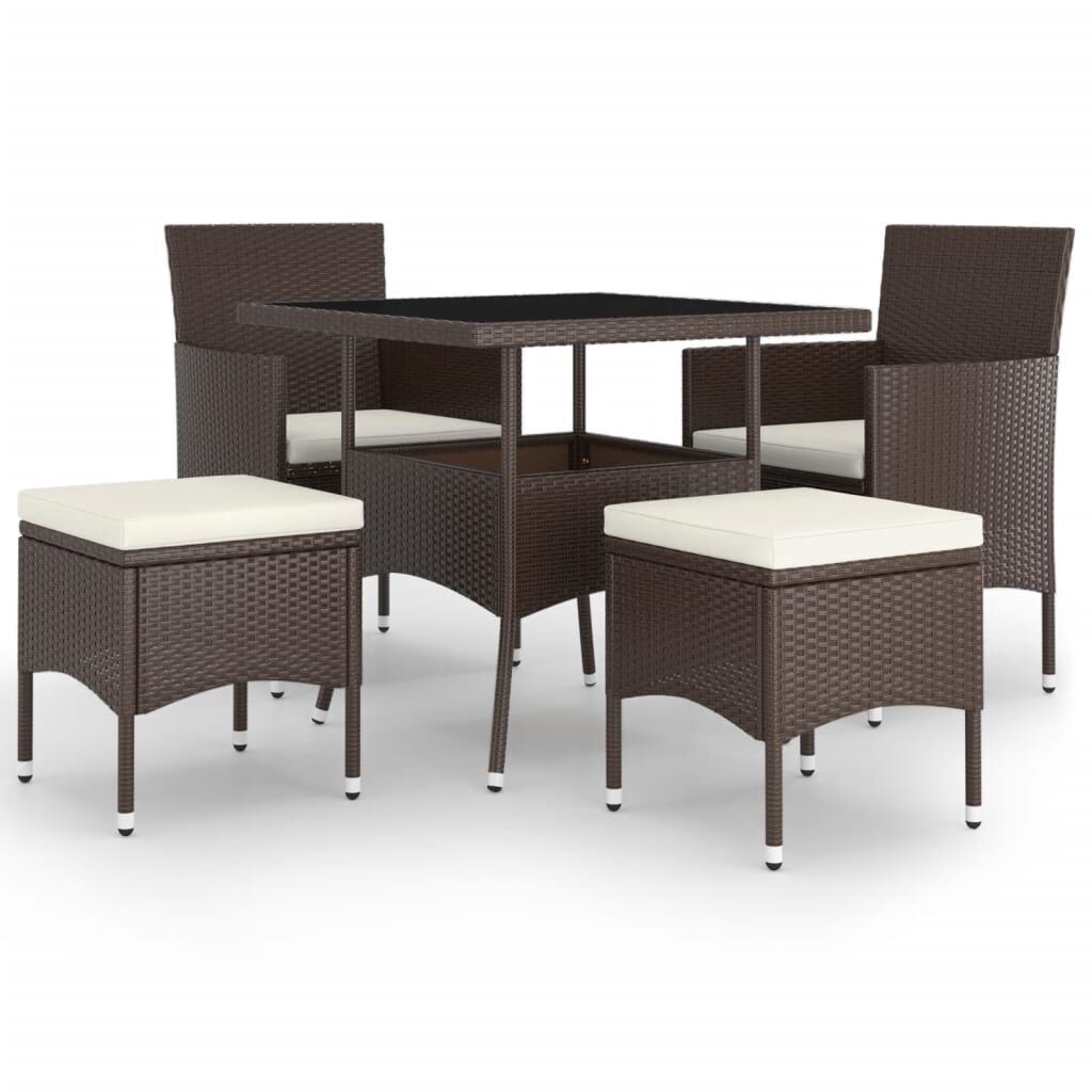 5 Piece Garden Dining Set Poly Rattan Brown 5 Piece Garden Dining Set Poly Rattan Brown