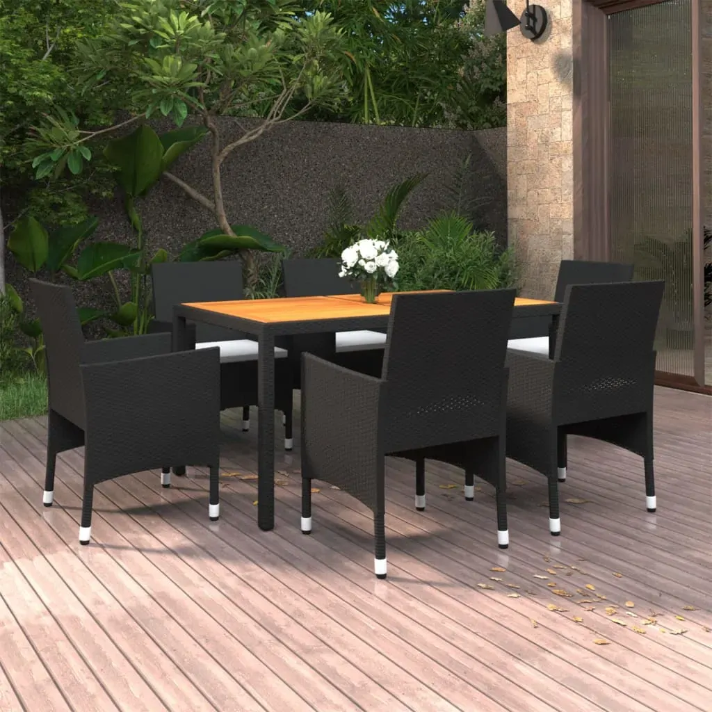 7 Piece Garden Dining Set Poly Rattan Black 7 Piece Garden Dining Set Poly Rattan Black