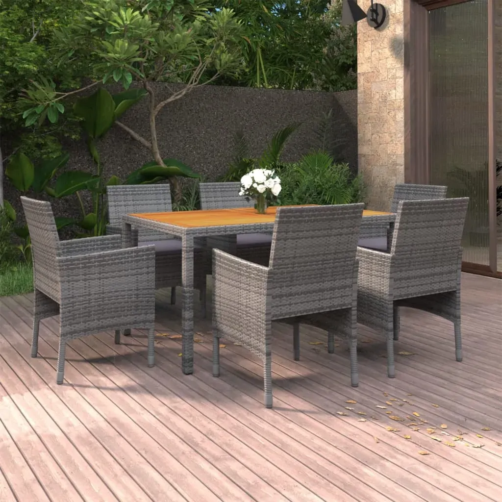 7 Piece Garden Dining Set Poly Rattan Grey 7 Piece Garden Dining Set Poly Rattan Grey
