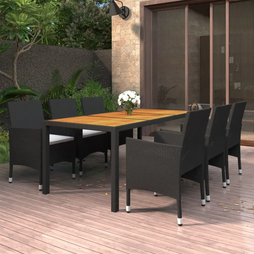 7 Piece Garden Dining Set Poly Rattan Black 7 Piece Garden Dining Set Poly Rattan Black