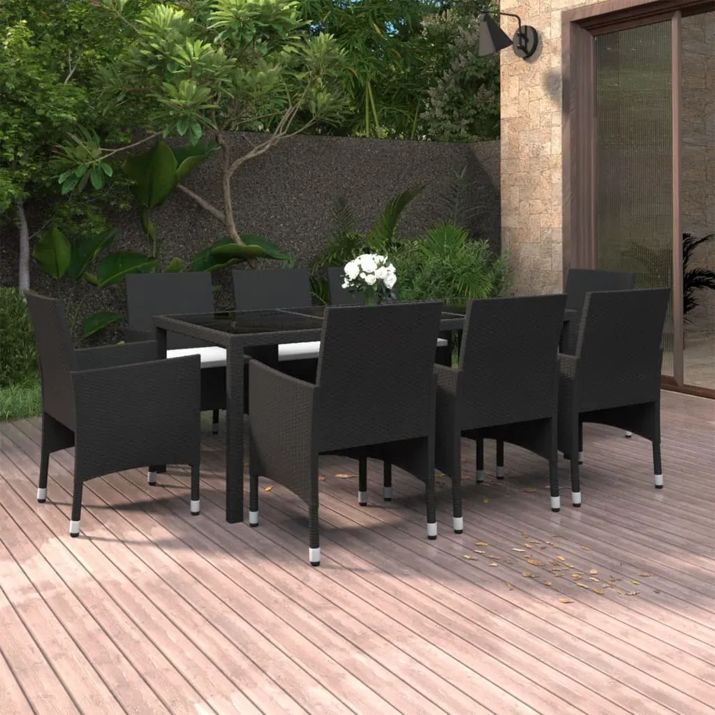 9 Piece Garden Dining Set Poly Rattan Black 9 Piece Garden Dining Set Poly Rattan Black