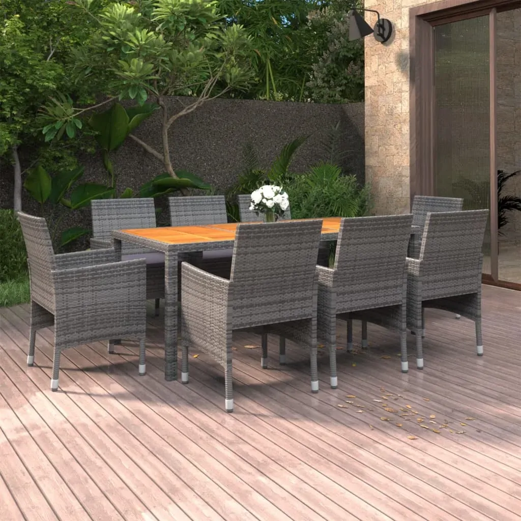 9 Piece Garden Dining Set Poly Rattan Grey 9 Piece Garden Dining Set Poly Rattan Grey