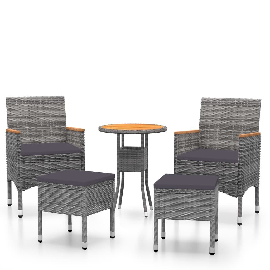 5 Piece Garden Lounge Set Poly Rattan Grey 5 Piece Garden Lounge Set Poly Rattan Grey