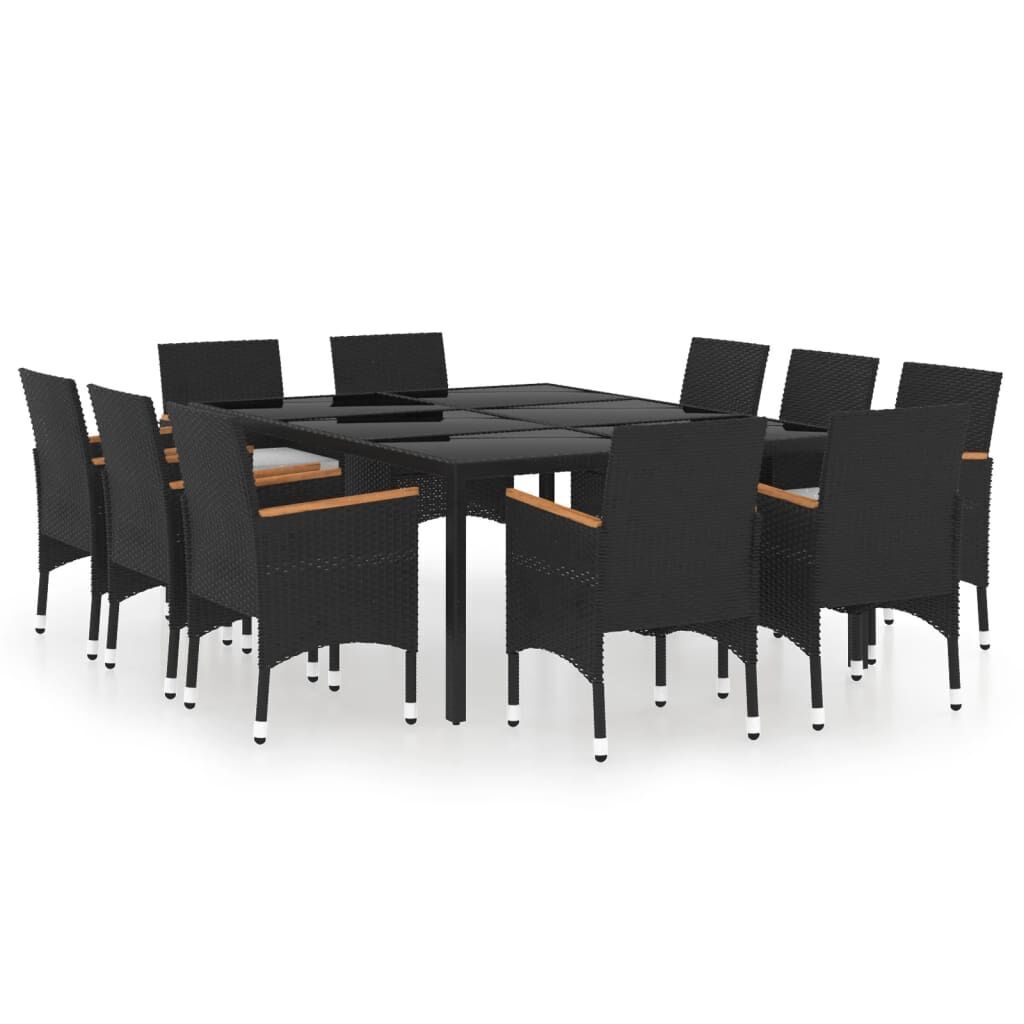 11 Piece Garden Dining Set Poly Rattan Black 11 Piece Garden Dining Set Poly Rattan Black