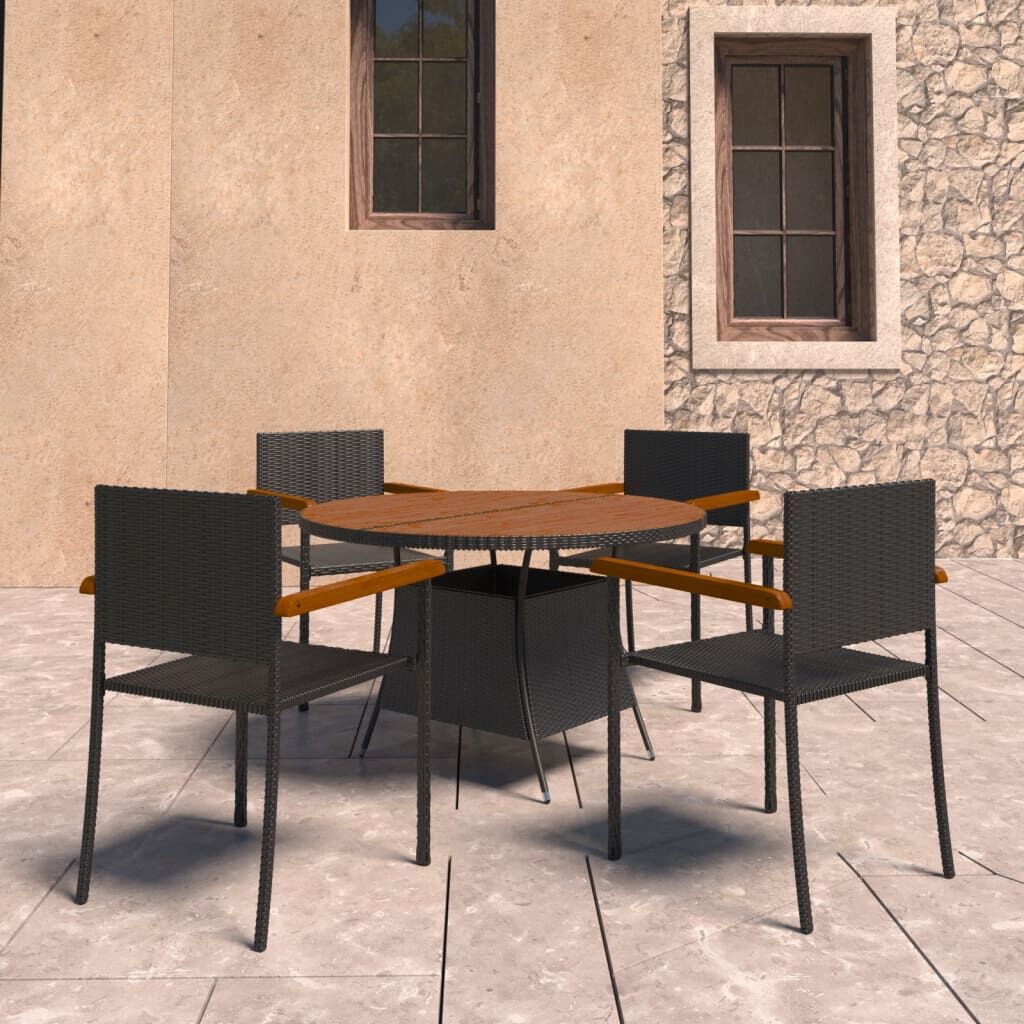 5 Piece Outdoor Dining Set Poly Rattan Black 5 Piece Outdoor Dining Set Poly Rattan Black