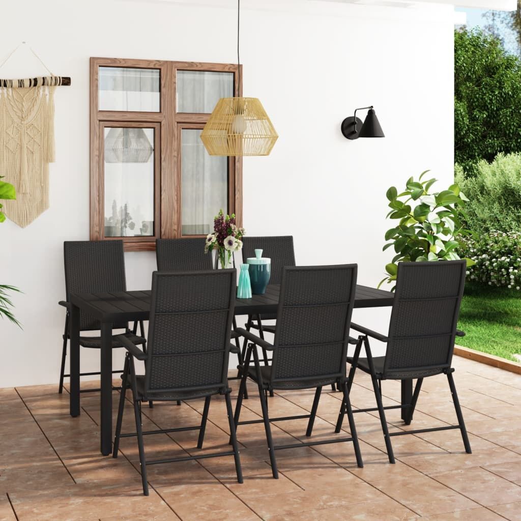 7 Piece Garden Dining Set Black 7 Piece Garden Dining Set Black