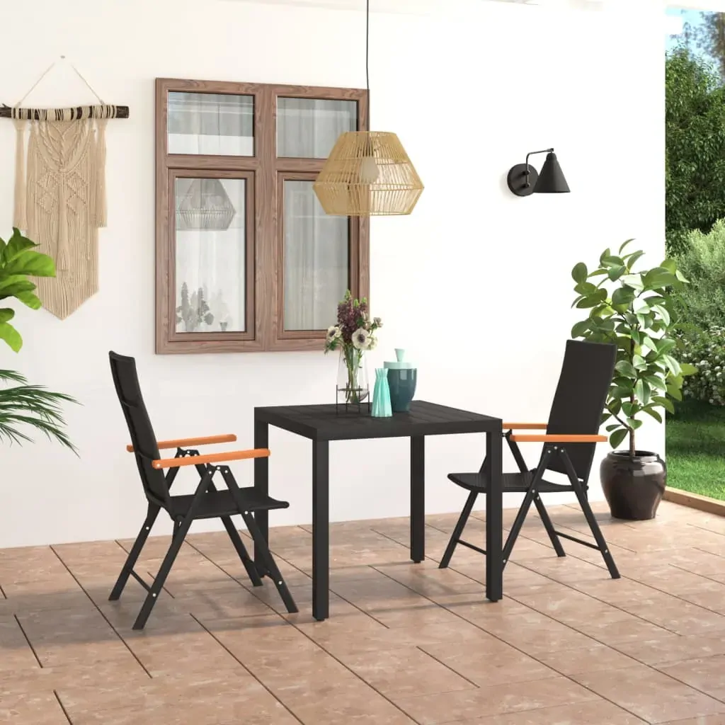 3 Piece Garden Dining Set Black and Brown 3 Piece Garden Dining Set Black and Brown