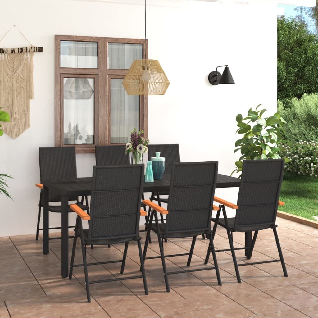 7 Piece Garden Dining Set Black and Brown 7 Piece Garden Dining Set Black and Brown
