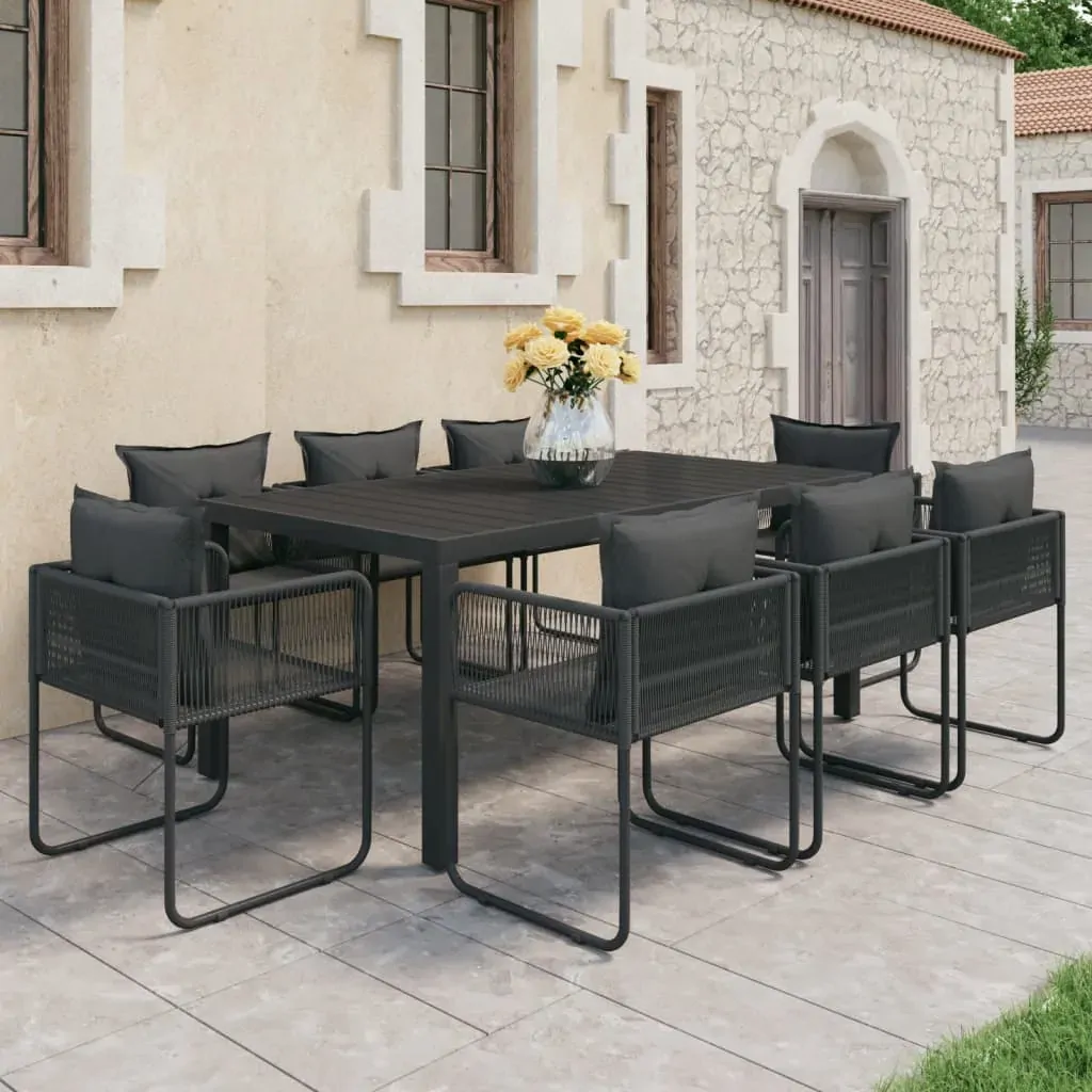 9 Piece Garden Dining Set PVC Rattan Black 9 Piece Garden Dining Set PVC Rattan Black