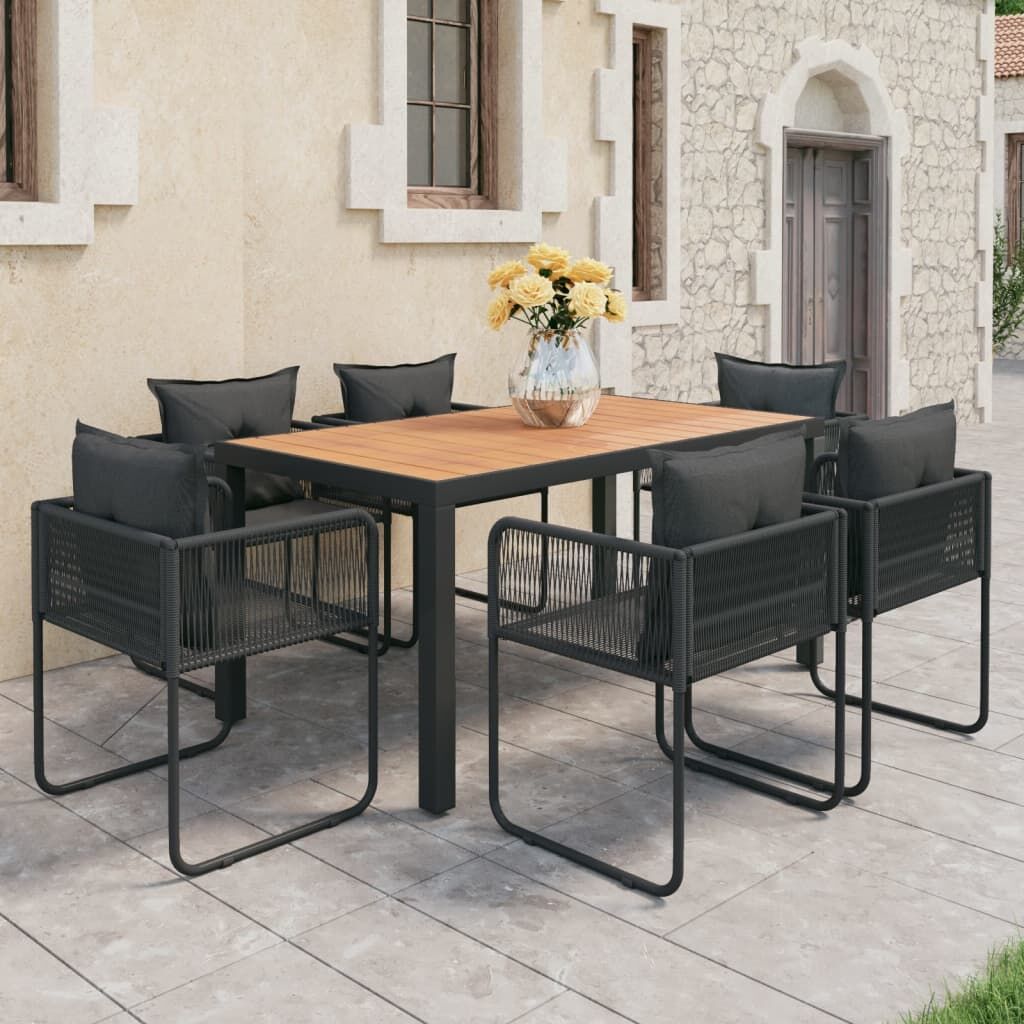 7 Piece Garden Dining Set PVC Rattan Black and Brown 7 Piece Garden Dining Set PVC Rattan Black and Brown