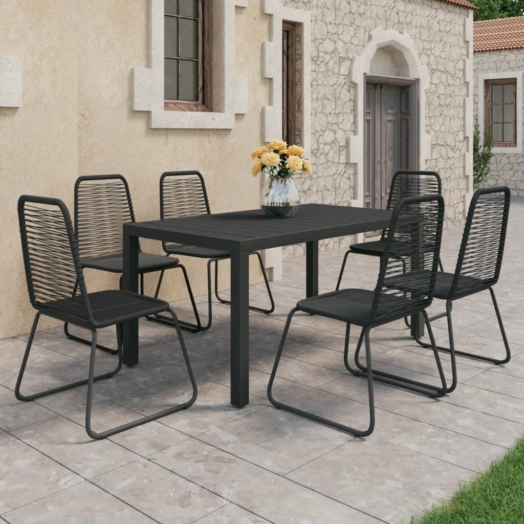 7 Piece Garden Dining Set PVC Rattan Black 7 Piece Garden Dining Set PVC Rattan Black