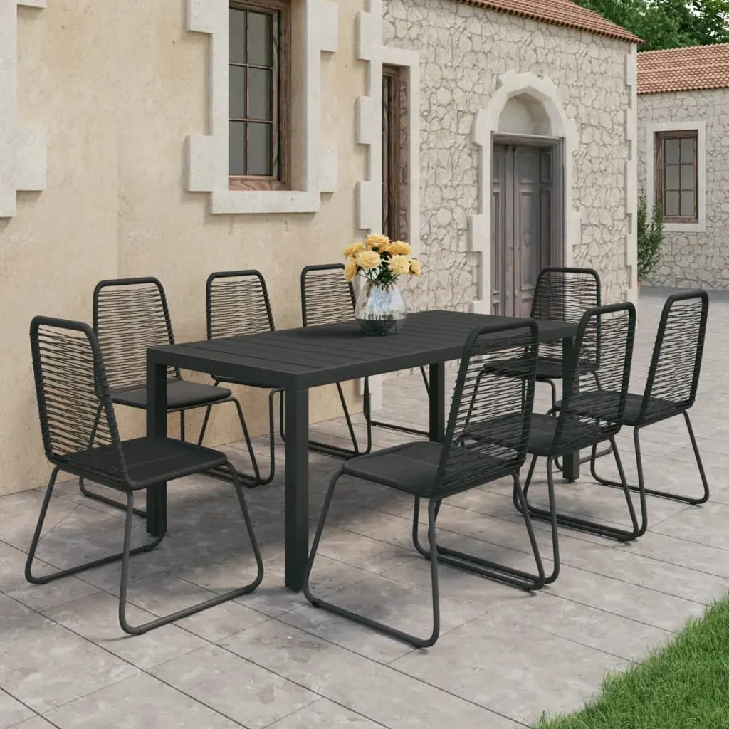 9 Piece Garden Dining Set PVC Rattan Black 9 Piece Garden Dining Set PVC Rattan Black