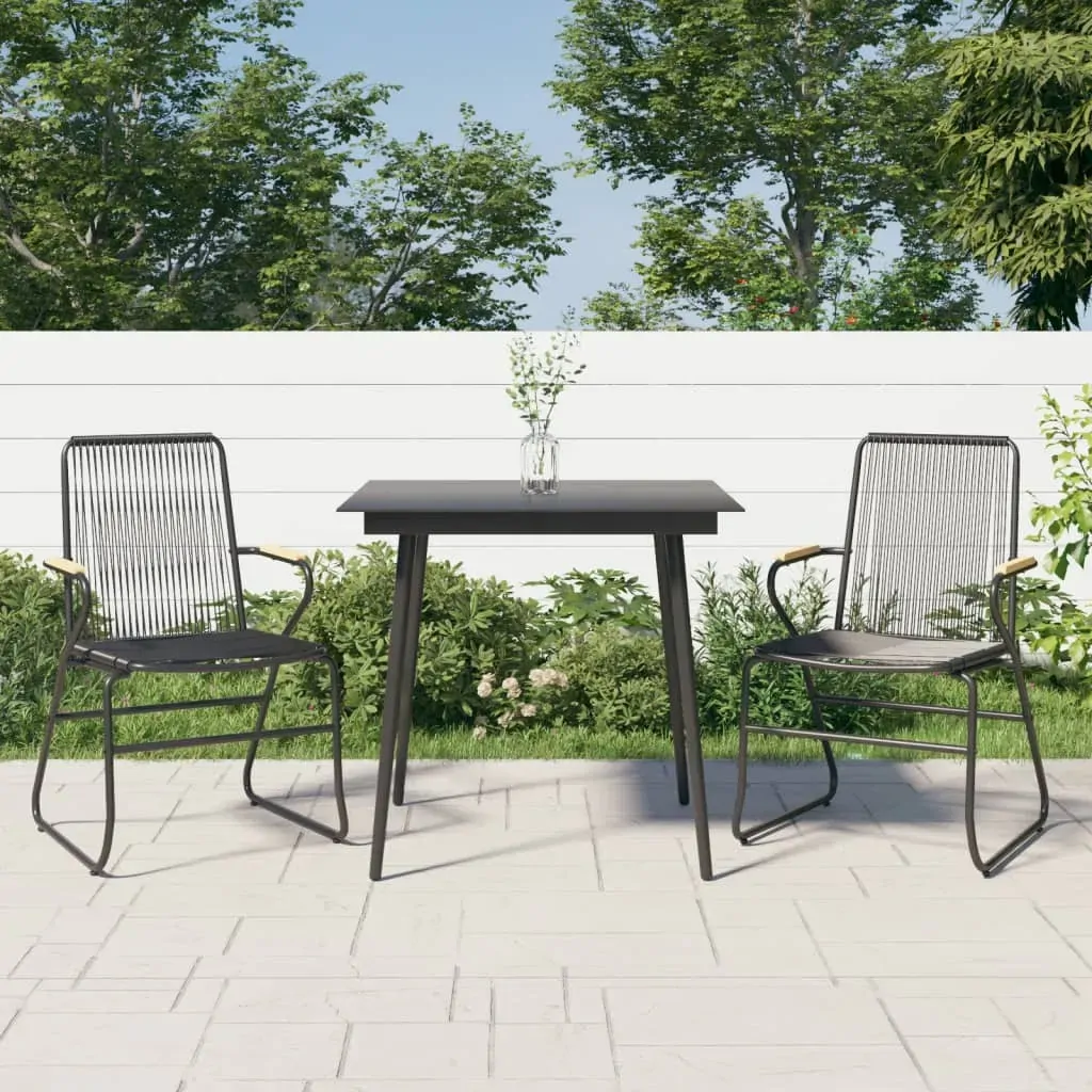 3 Piece Garden Dining Set Black PVC Rattan 3 Piece Garden Dining Set Black PVC Rattan