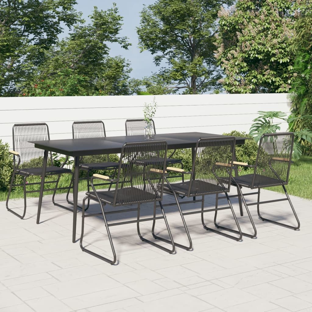 7 Piece Garden Dining Set Black PVC Rattan 7 Piece Garden Dining Set Black PVC Rattan