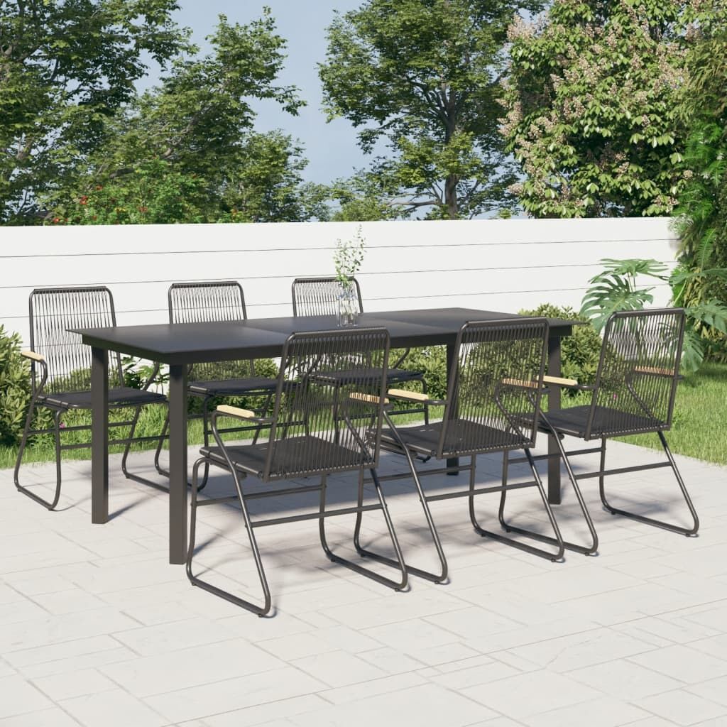7 Piece Garden Dining Set Black PVC Rattan 7 Piece Garden Dining Set Black PVC Rattan