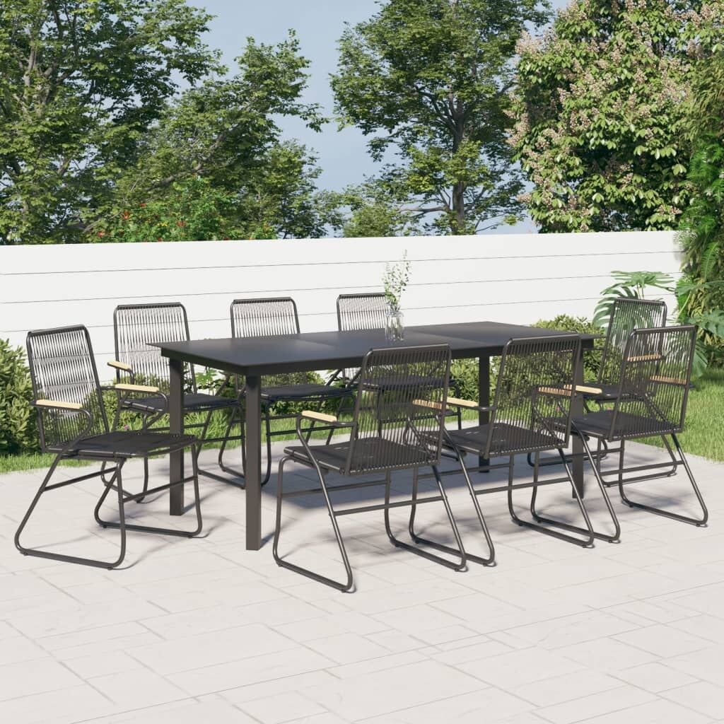 9 Piece Garden Dining Set Black PVC Rattan 9 Piece Garden Dining Set Black PVC Rattan