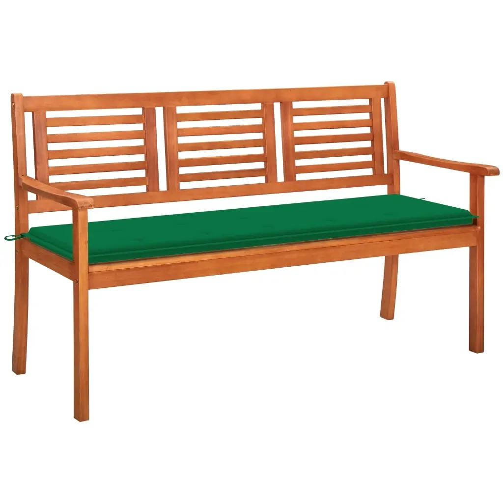 3-Seater Garden Bench with Cushion 150 cm Solid Eucalyptus Wood 3-Seater Garden Bench with Cushion 150 cm Solid Eucalyptus Wood