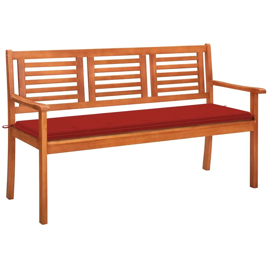 3-Seater Garden Bench with Cushion 150 cm Solid Eucalyptus Wood 3-Seater Garden Bench with Cushion 150 cm Solid Eucalyptus Wood