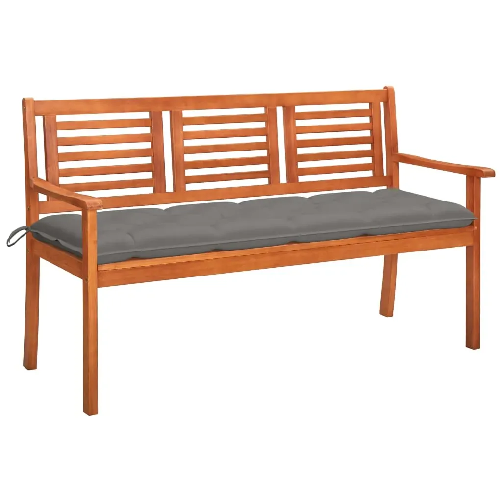 3-Seater Garden Bench with Cushion 150 cm Solid Eucalyptus Wood 3-Seater Garden Bench with Cushion 150 cm Solid Eucalyptus Wood