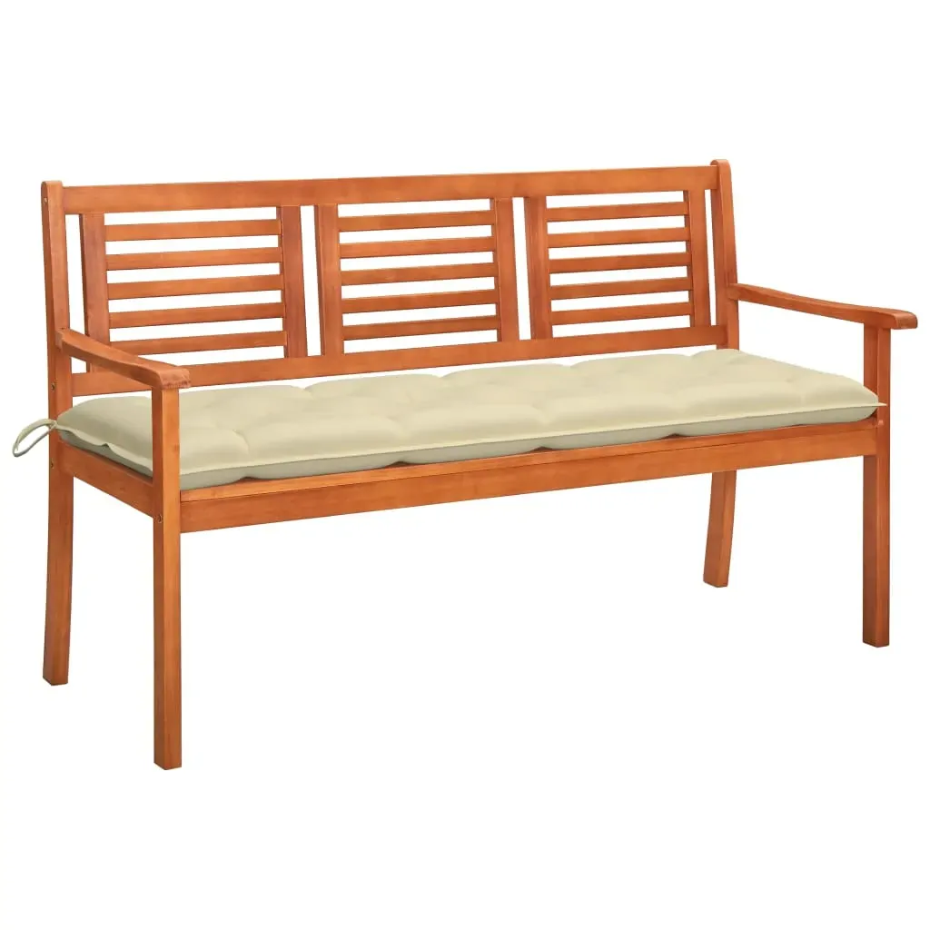 3-Seater Garden Bench with Cushion 150 cm Solid Eucalyptus Wood 3-Seater Garden Bench with Cushion 150 cm Solid Eucalyptus Wood