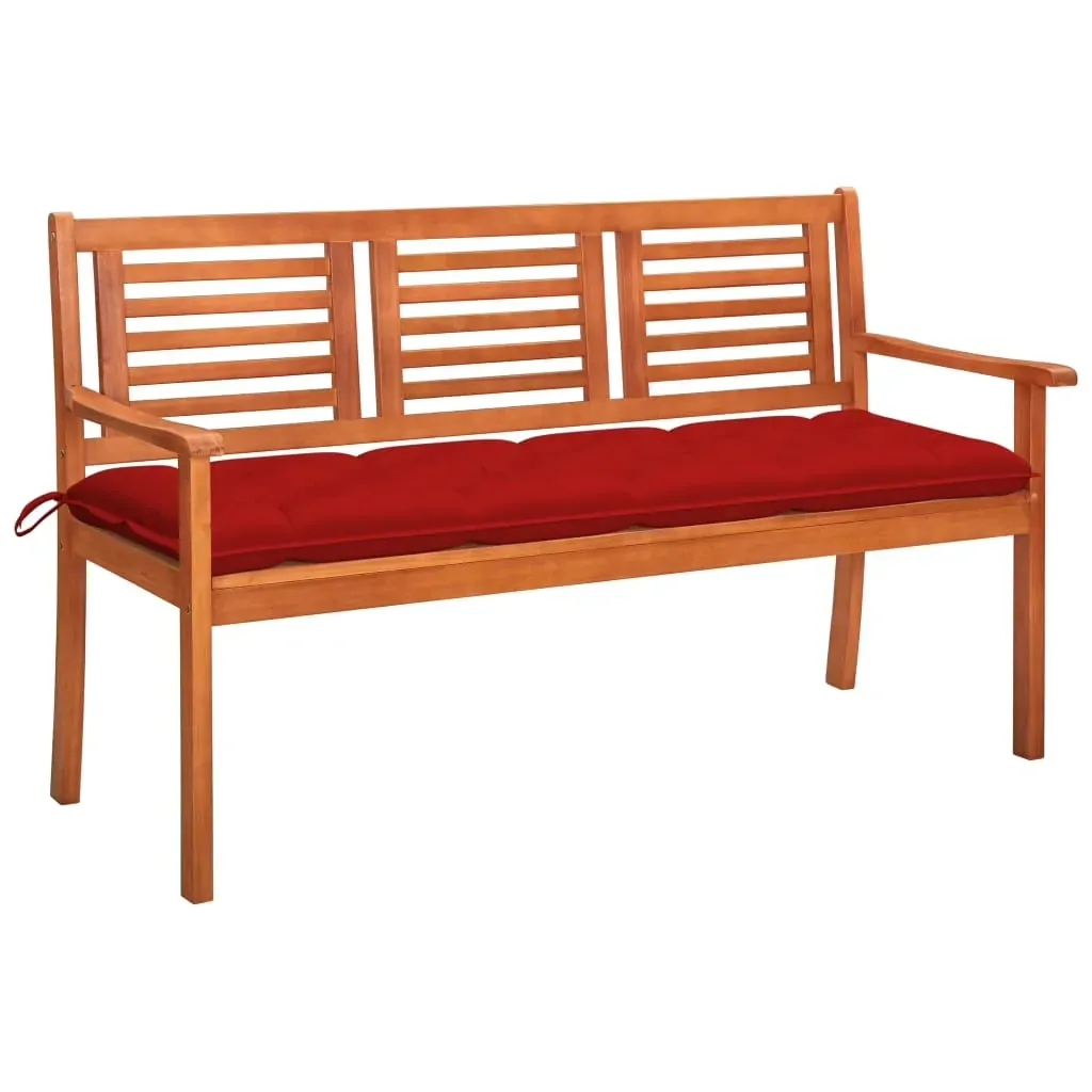 3-Seater Garden Bench with Cushion 150 cm Solid Eucalyptus Wood 3-Seater Garden Bench with Cushion 150 cm Solid Eucalyptus Wood