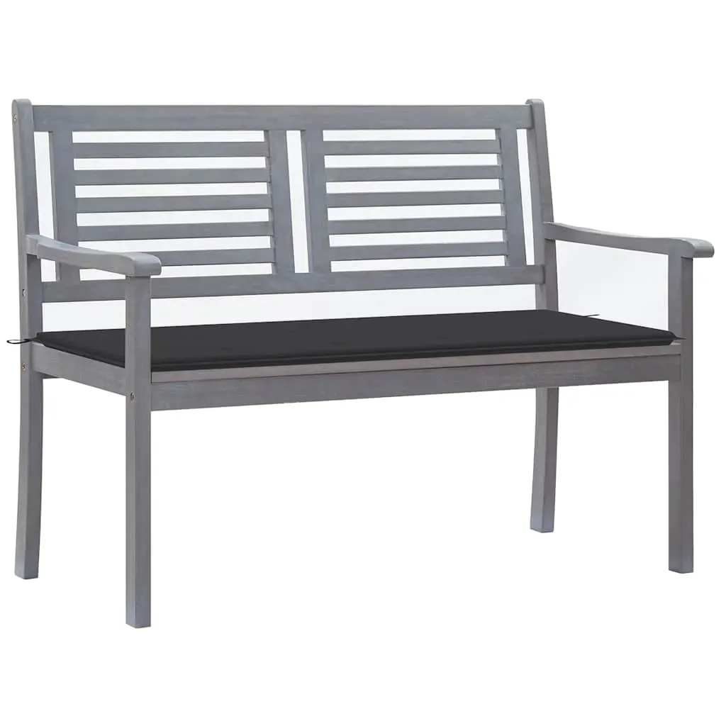 2-Seater Garden Bench with Cushion 120 cm Grey Eucalyptus Wood 2-Seater Garden Bench with Cushion 120 cm Grey Eucalyptus Wood