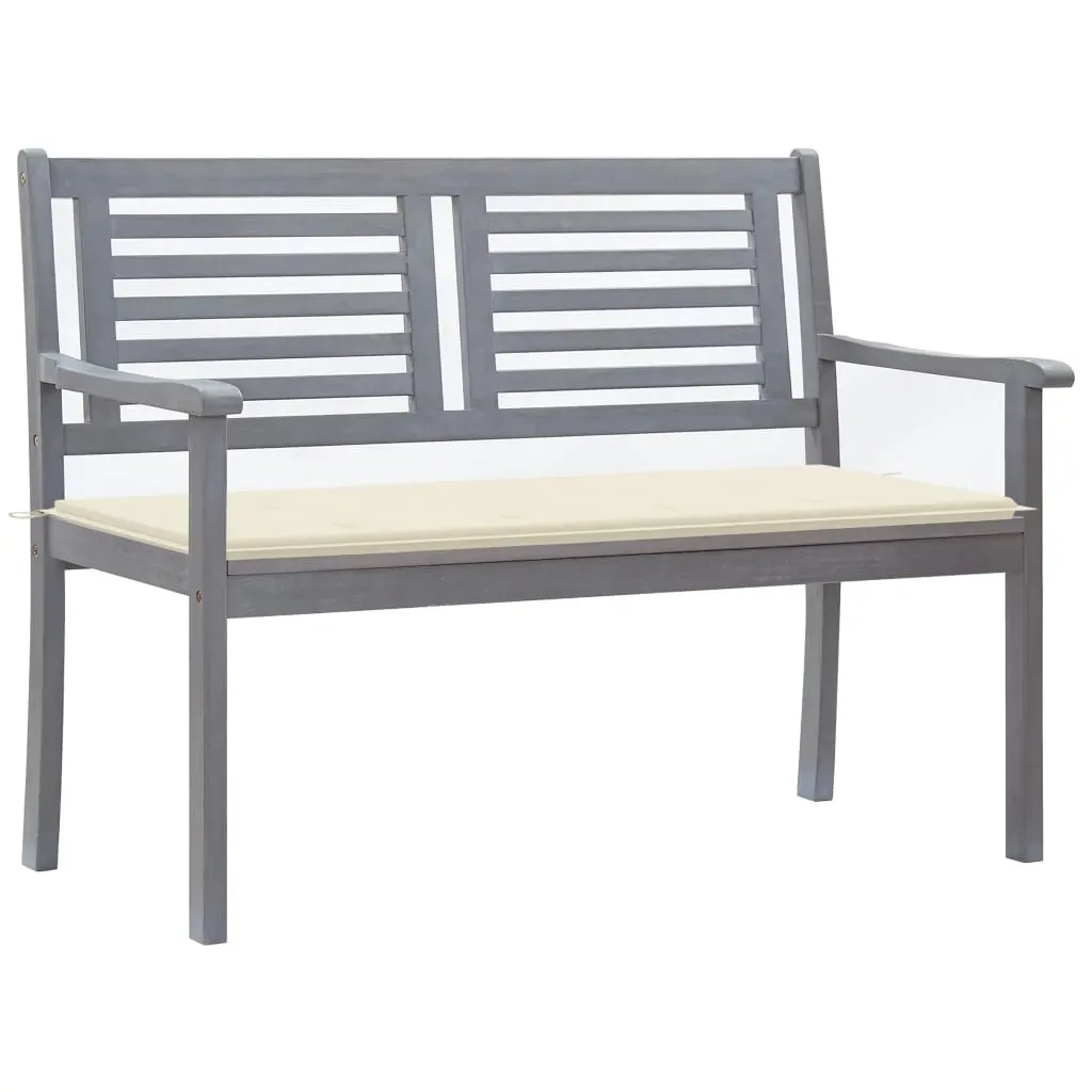 2-Seater Garden Bench with Cushion 120 cm Grey Eucalyptus Wood 2-Seater Garden Bench with Cushion 120 cm Grey Eucalyptus Wood