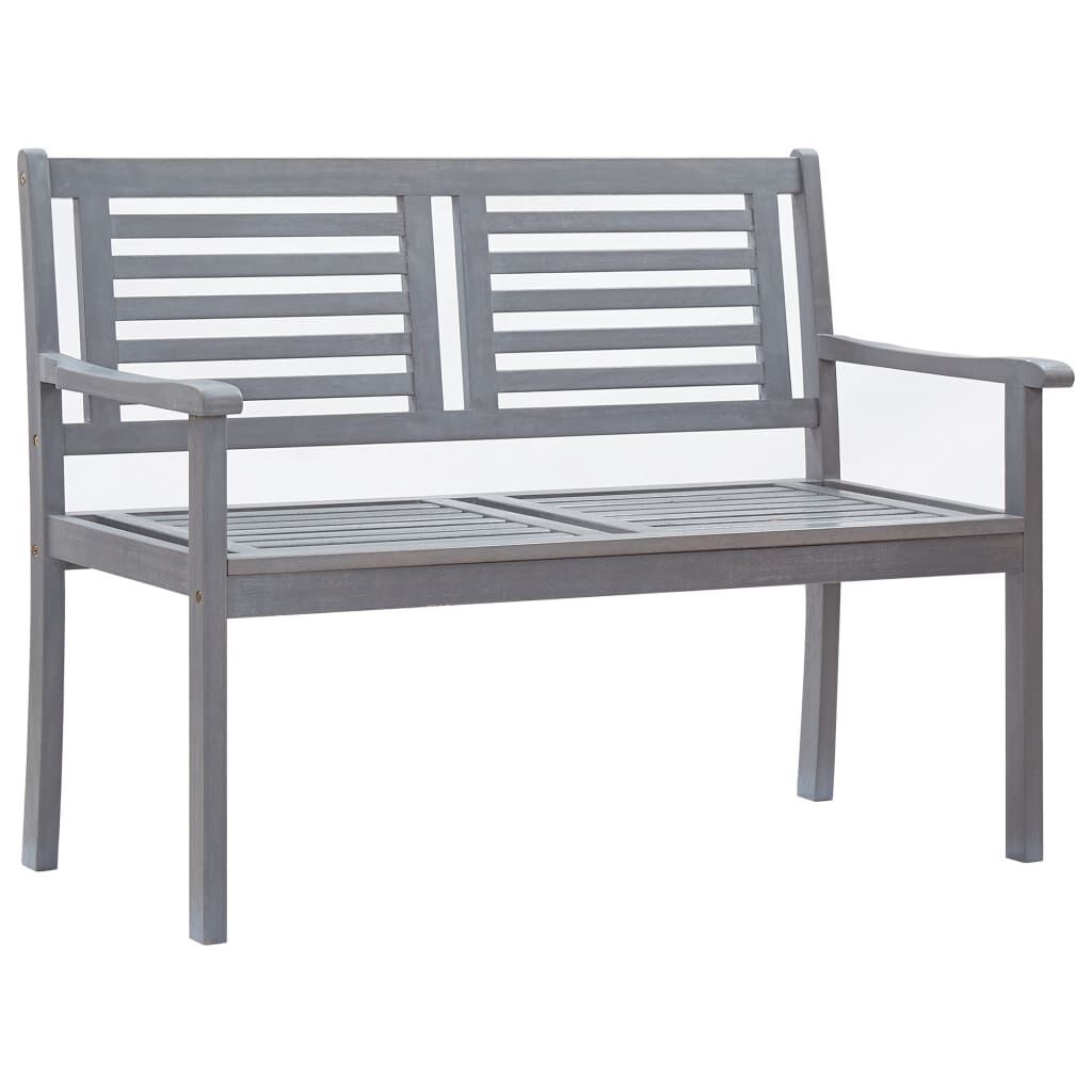 2-Seater Garden Bench with Cushion 120 cm Grey Eucalyptus Wood 2-Seater Garden Bench with Cushion 120 cm Grey Eucalyptus Wood
