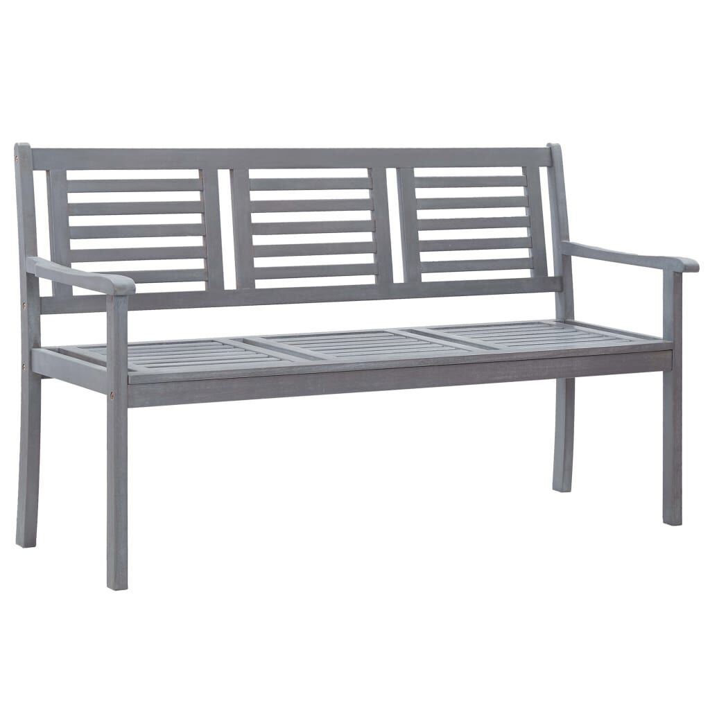 3-Seater Garden Bench with Cushion 150 cm Grey Eucalyptus Wood 3-Seater Garden Bench with Cushion 150 cm Grey Eucalyptus Wood