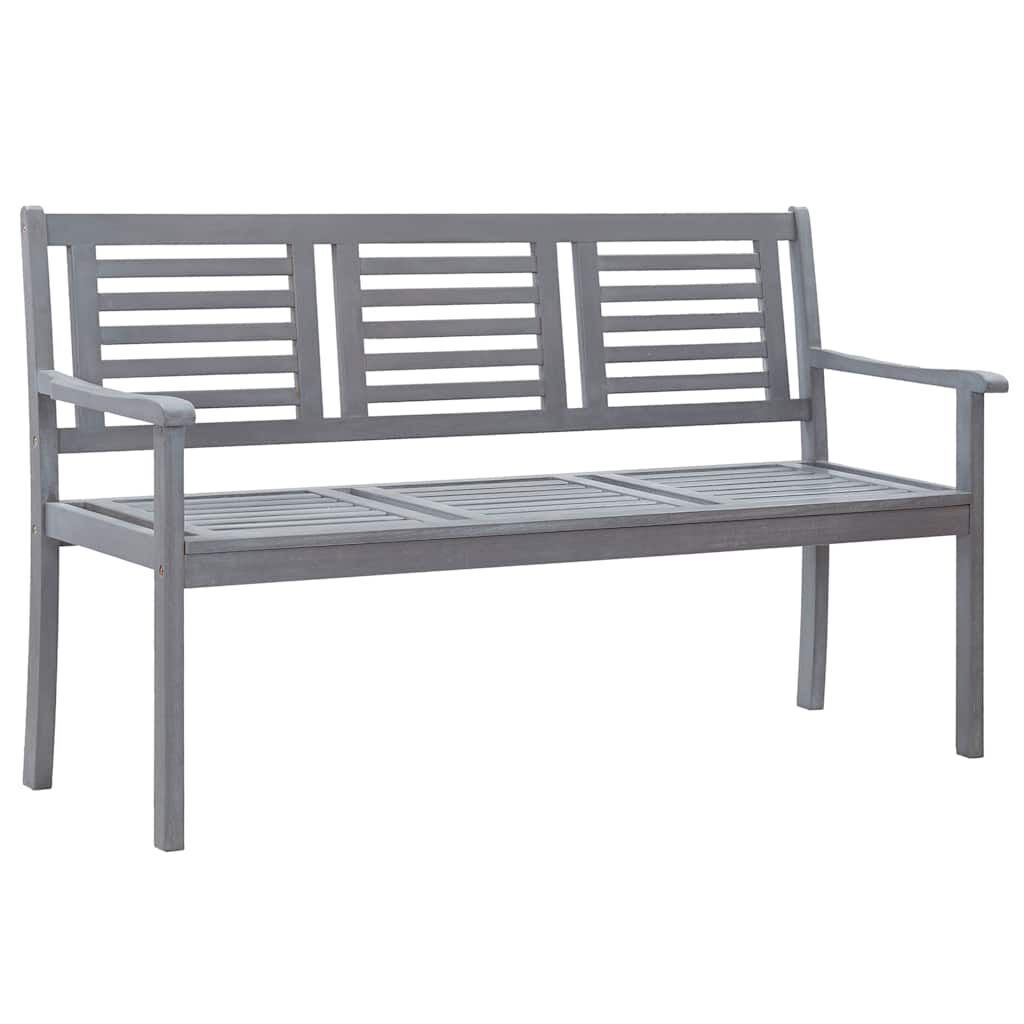 3-Seater Garden Bench with Cushion 150 cm Grey Eucalyptus Wood 3-Seater Garden Bench with Cushion 150 cm Grey Eucalyptus Wood