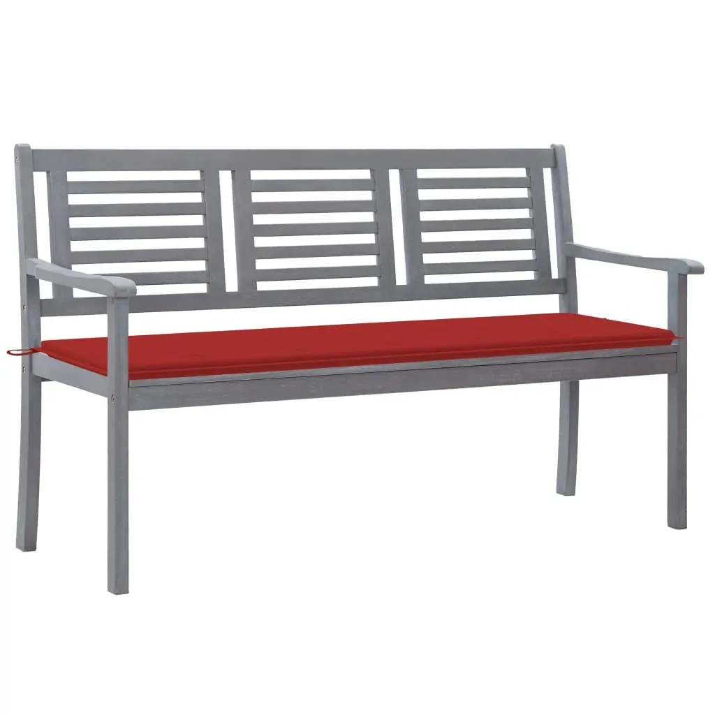 3-Seater Garden Bench with Cushion 150 cm Grey Eucalyptus Wood 3-Seater Garden Bench with Cushion 150 cm Grey Eucalyptus Wood