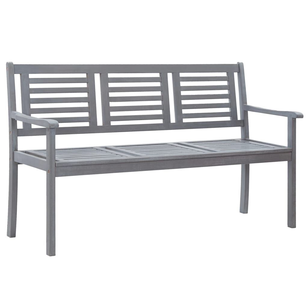 3-Seater Garden Bench with Cushion 150 cm Grey Eucalyptus Wood 3-Seater Garden Bench with Cushion 150 cm Grey Eucalyptus Wood