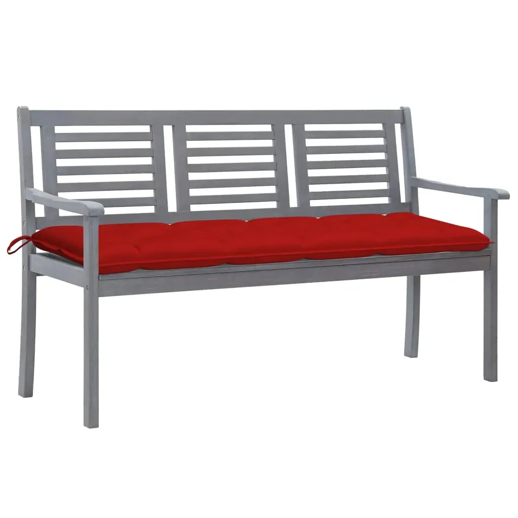3-Seater Garden Bench with Cushion 150 cm Grey Eucalyptus Wood 3-Seater Garden Bench with Cushion 150 cm Grey Eucalyptus Wood