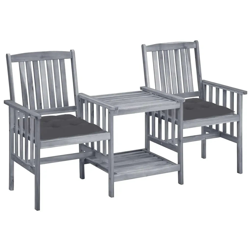 Garden Chairs with Tea Table and Cushions Solid Acacia Wood Garden Chairs with Tea Table and Cushions Solid Acacia Wood