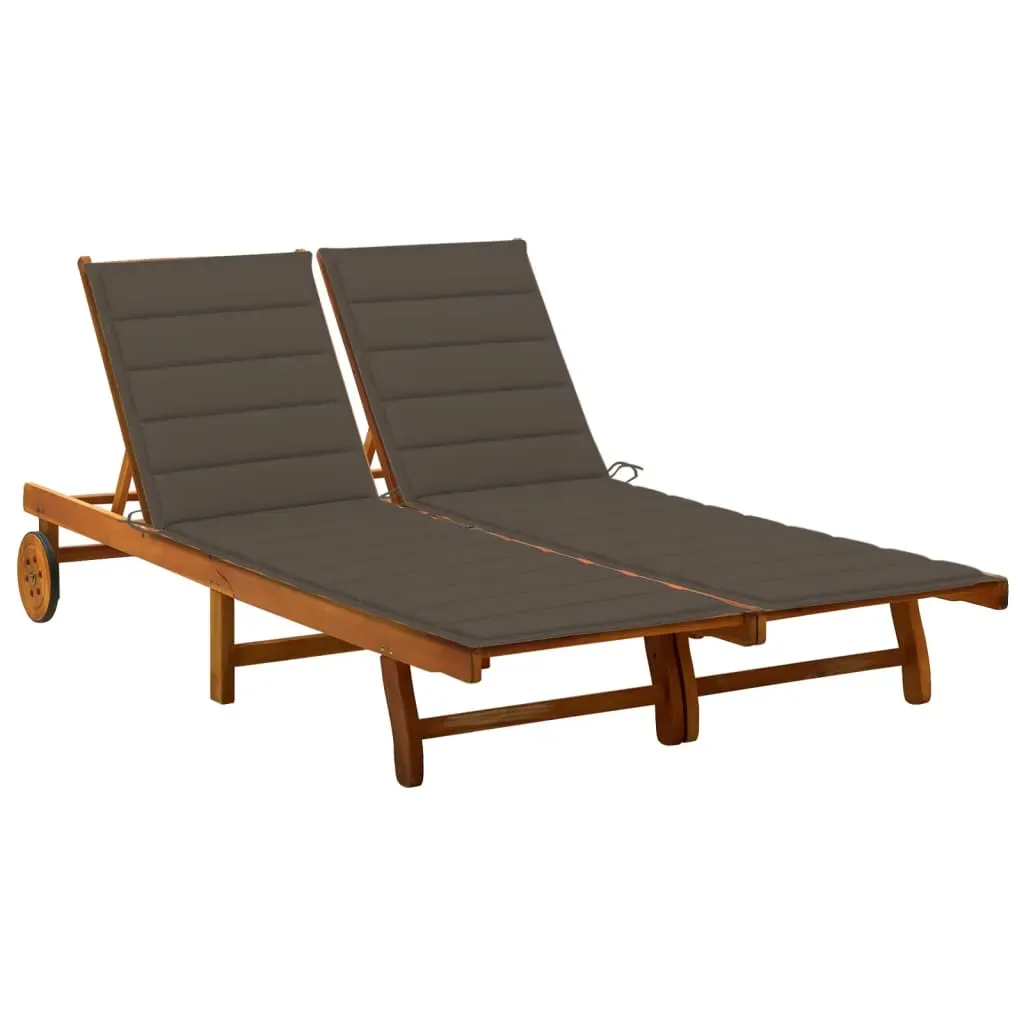 2-Person Garden Sun Lounger with Cushions Solid Acacia Wood 2-Person Garden Sun Lounger with Cushions Solid Acacia Wood
