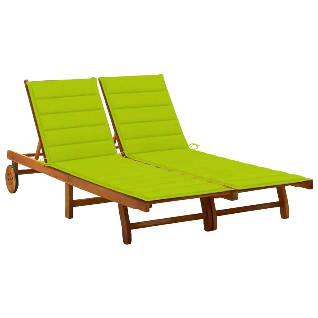 2-Person Garden Sun Lounger with Cushions Solid Acacia Wood 2-Person Garden Sun Lounger with Cushions Solid Acacia Wood