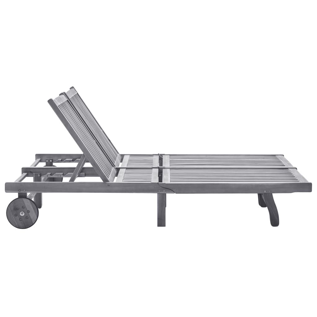 2-Person Garden Sun Lounger with Cushion Grey Solid Acacia Wood 2-Person Garden Sun Lounger with Cushion Grey Solid Acacia Wood