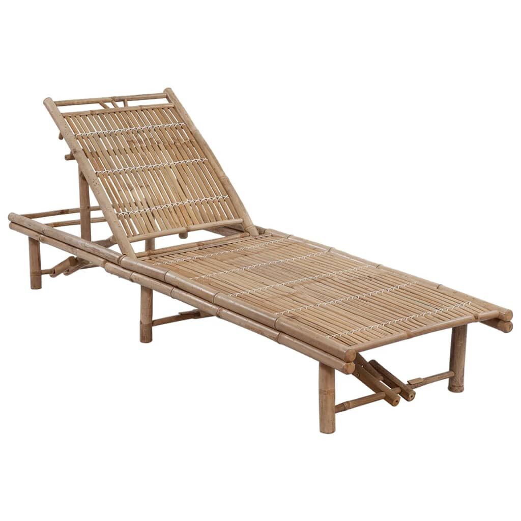 Garden Sun Lounger with Cushion Bamboo Garden Sun Lounger with Cushion Bamboo
