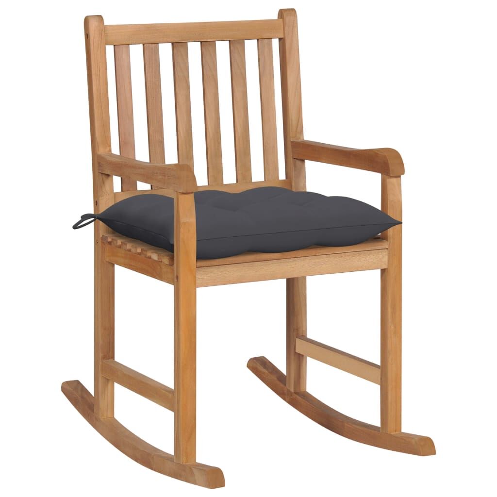 Rocking Chair with Anthracite Cushion Solid Teak Wood Rocking Chair with Anthracite Cushion Solid Teak Wood