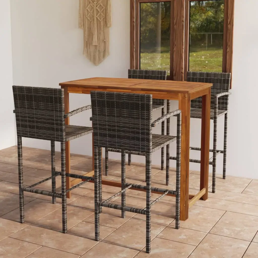 5 Piece Garden Bar Set Grey 5 Piece Garden Bar Set Grey