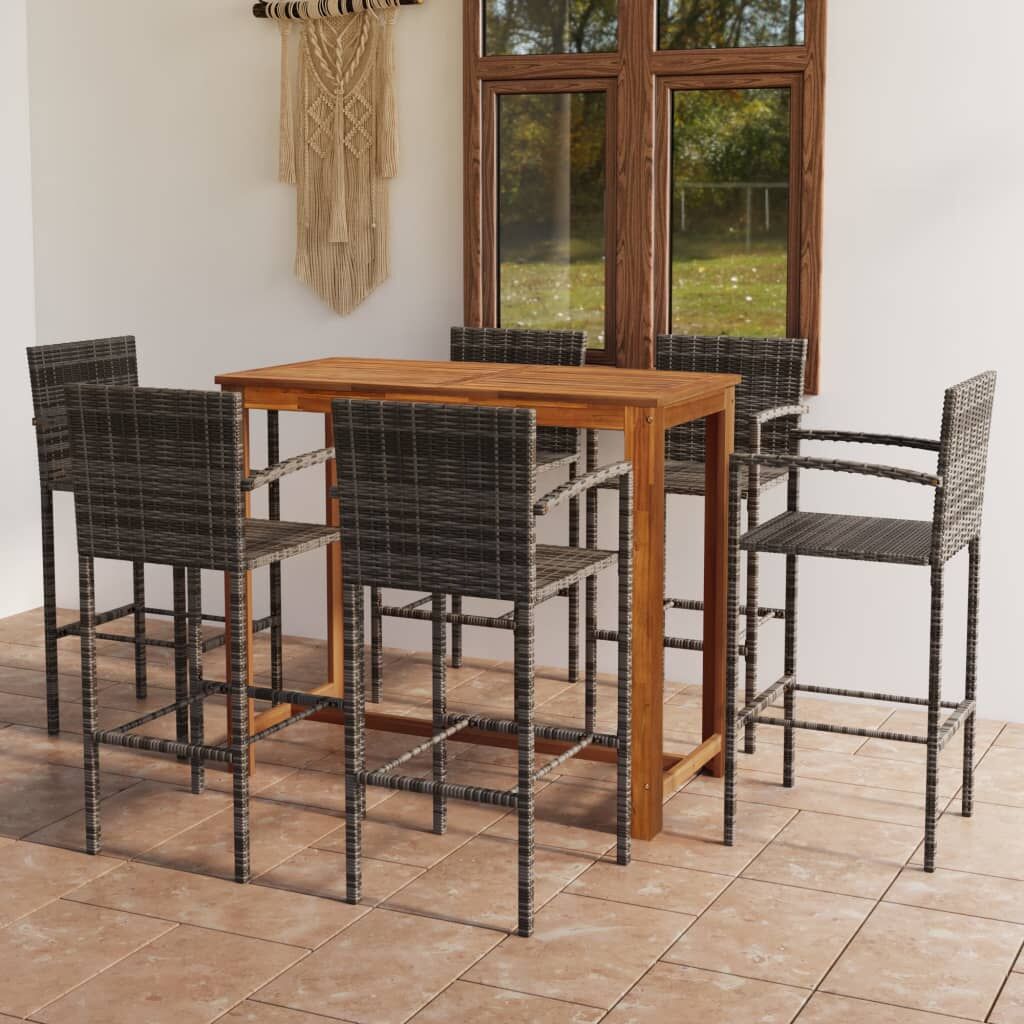 7 Piece Garden Bar Set Grey 7 Piece Garden Bar Set Grey